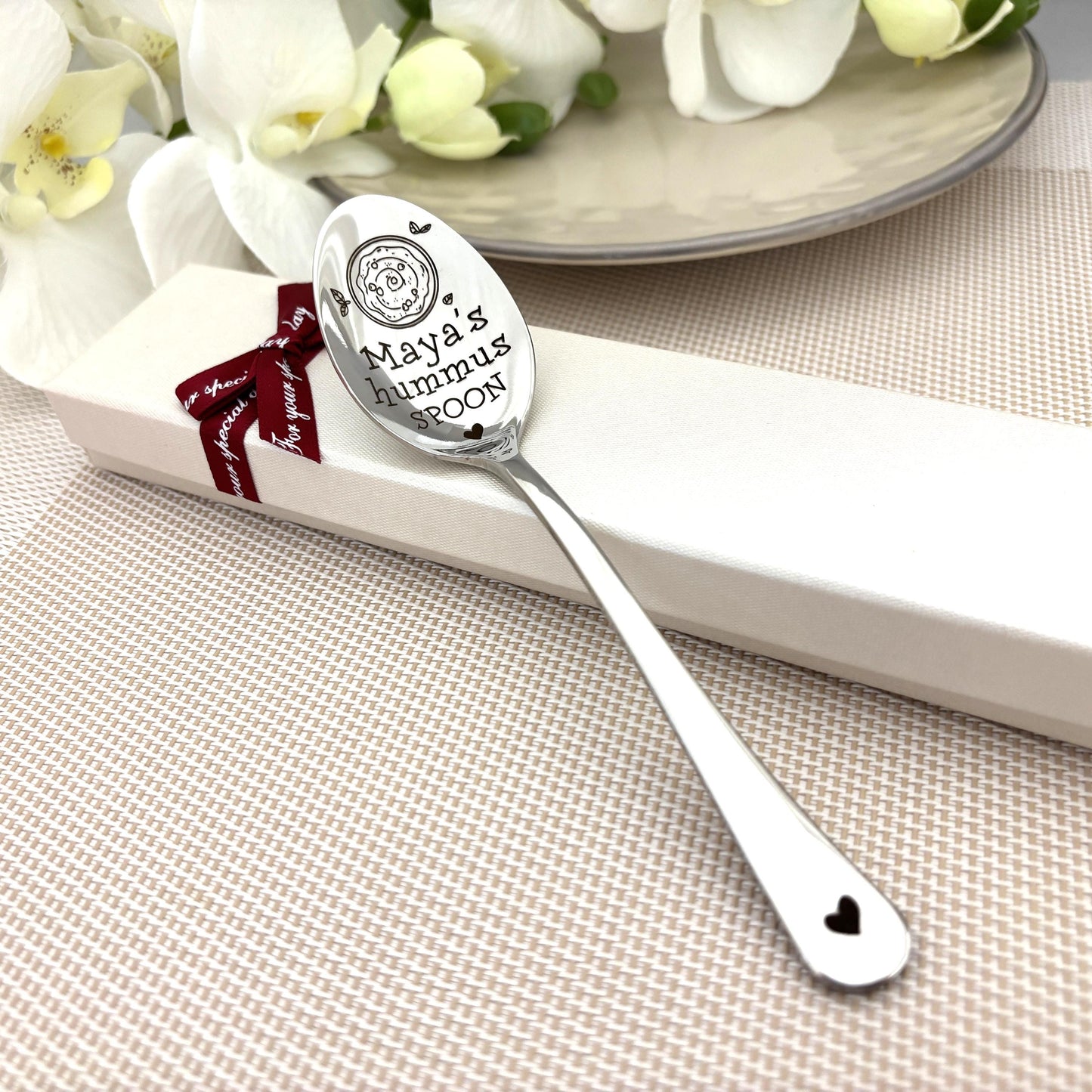 Personalized Hummus Spoon - Vegan Gift