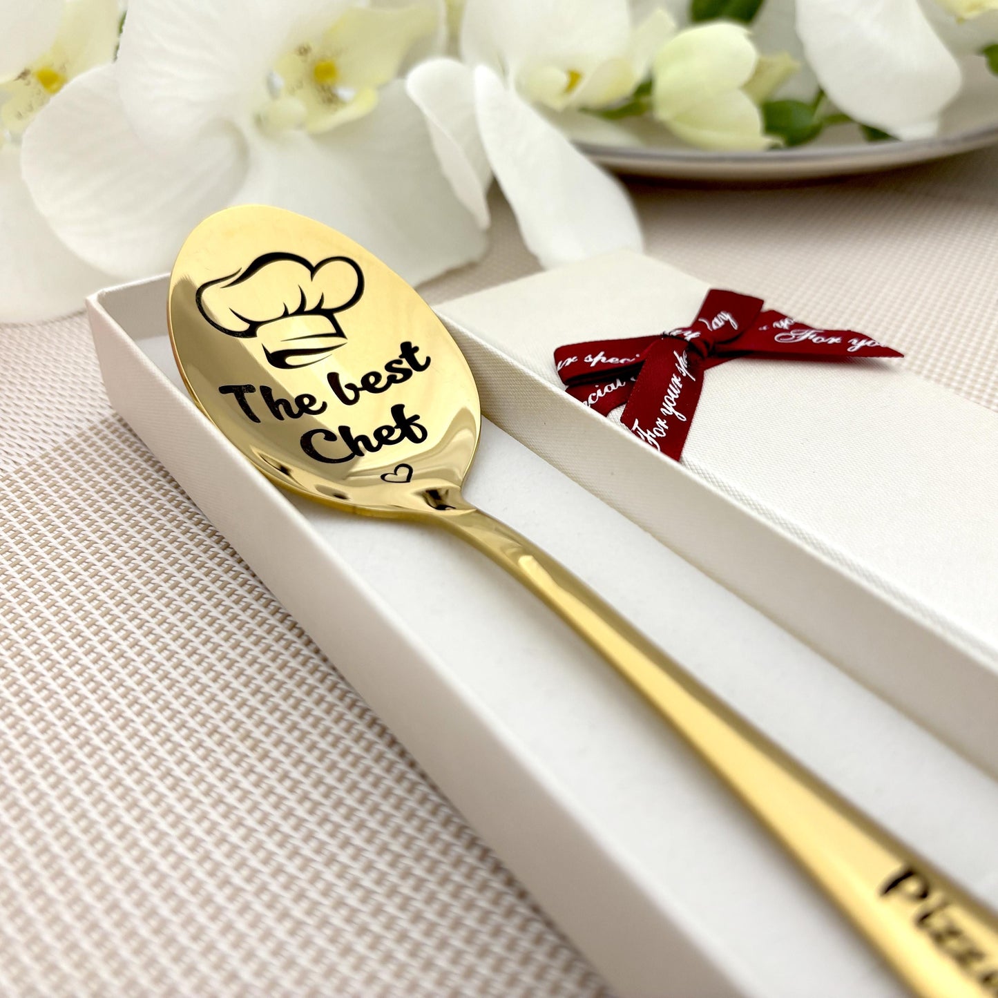 Chef gift cooking spoon - Personalized Golden tasting spoon