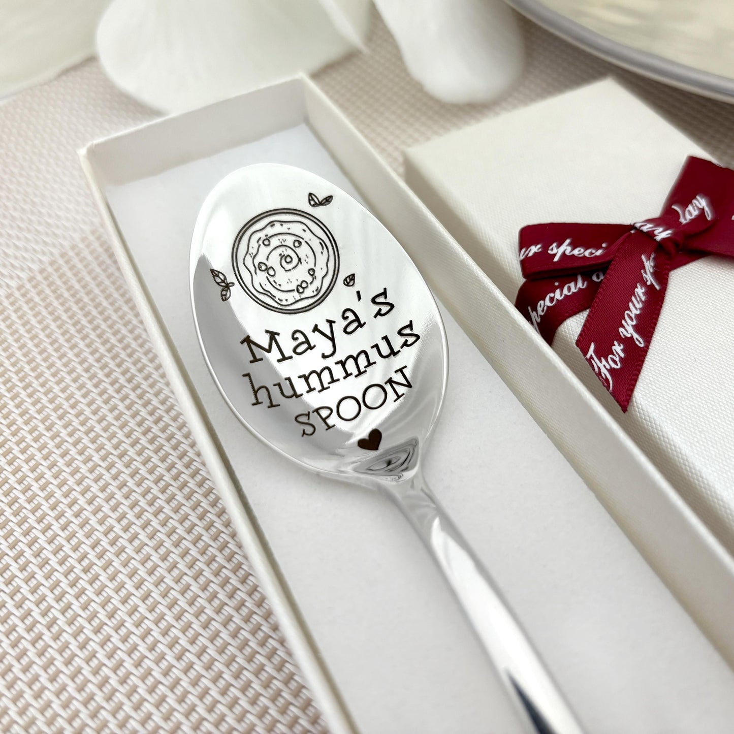 Personalized Hummus Spoon - Vegan Gift