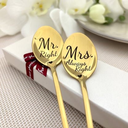 Mr. Right & Mrs. Always Right | Personalized Couple’s Spoon Set