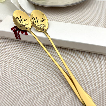 Mr. Right & Mrs. Always Right | Personalized Couple’s Spoon Set