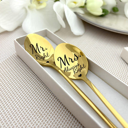 Mr. Right & Mrs. Always Right | Personalized Couple’s Spoon Set