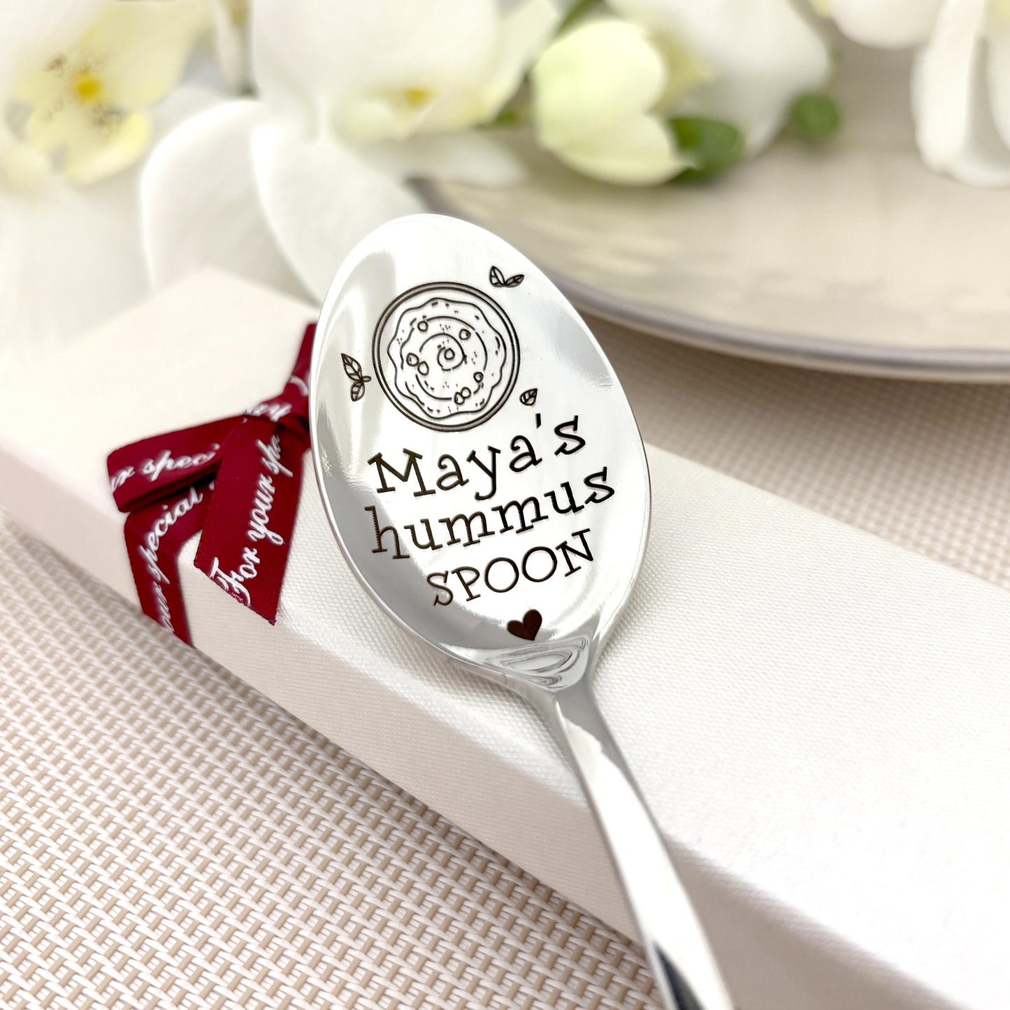 Personalized Hummus Spoon - Vegan Gift